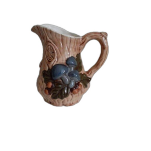 Vintage Ceramic Mushroom Acorn Wood Grain Pitcher